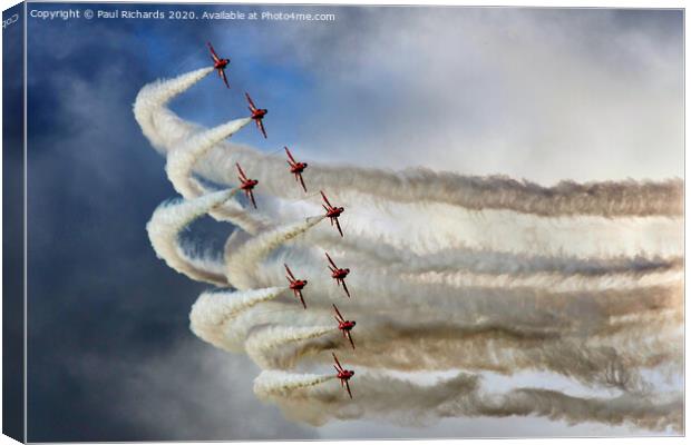 The Red Arrows Canvas Print by Paul Richards