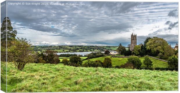Blagdon Church and Lake  Canvas Print by Sue Knight