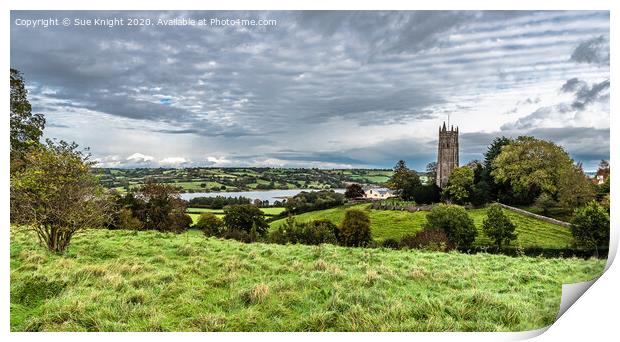 Blagdon Church and Lake  Print by Sue Knight