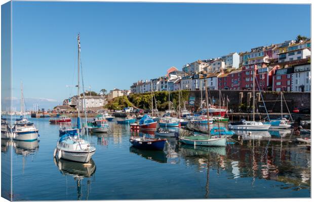 Brixham Harbour Boats Canvas Print by Wendy Williams CPAGB