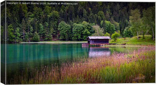 Boathouse in the Austrian Tyrol Canvas Print by Robert Murray