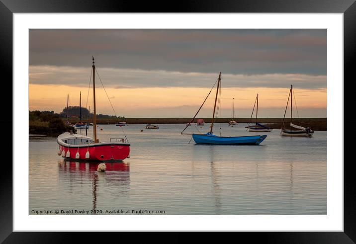 Burnham Overy Staithe at Dawn Framed Mounted Print by David Powley