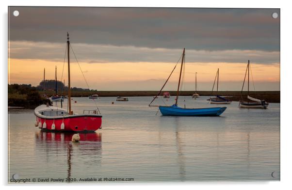 Burnham Overy Staithe at Dawn Acrylic by David Powley