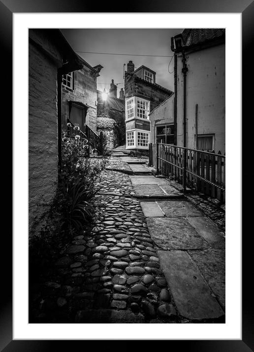 The Openings Robin Hoods Bay - Mono Framed Mounted Print by Martin Williams