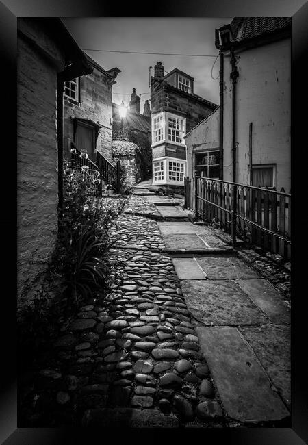 The Openings Robin Hoods Bay - Mono Framed Print by Martin Williams