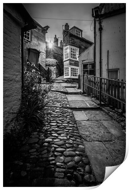 The Openings Robin Hoods Bay - Mono Print by Martin Williams