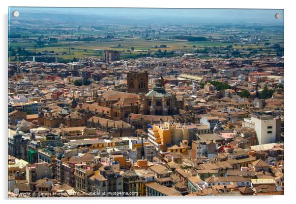 Looking down across Granada in Spain Acrylic by Simon Marlow