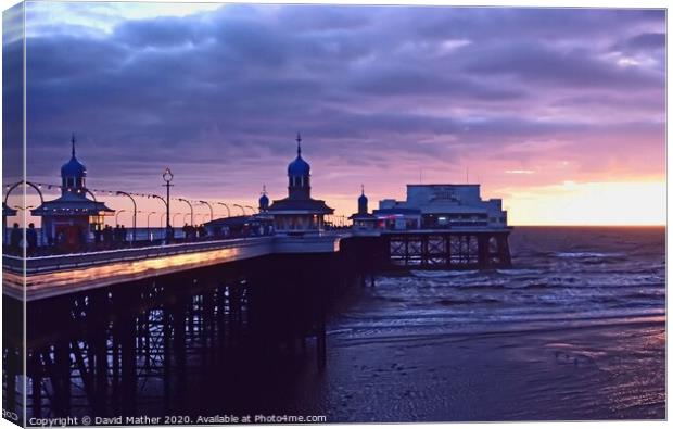 Sunset at North Pier, Blackpool Canvas Print by David Mather