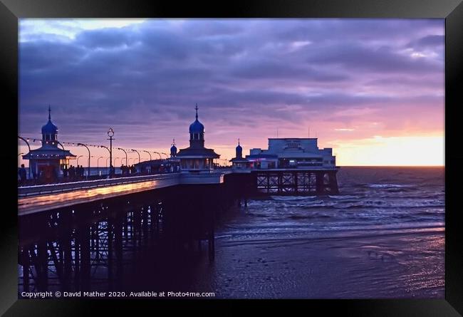 Sunset at North Pier, Blackpool Framed Print by David Mather