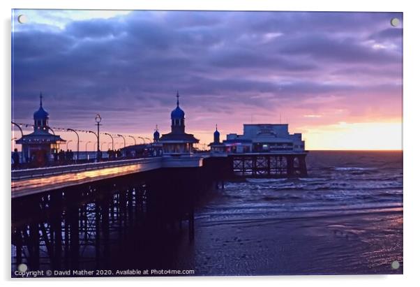 Sunset at North Pier, Blackpool Acrylic by David Mather