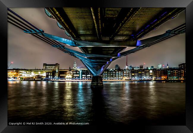 "Vibrant Symphony under the Millennium Bridge" Framed Print by Mel RJ Smith