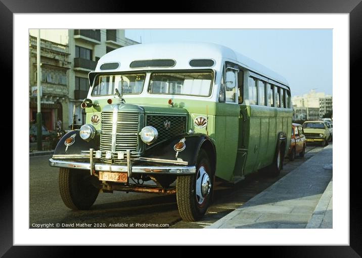 Classic bus transport in Malta Framed Mounted Print by David Mather