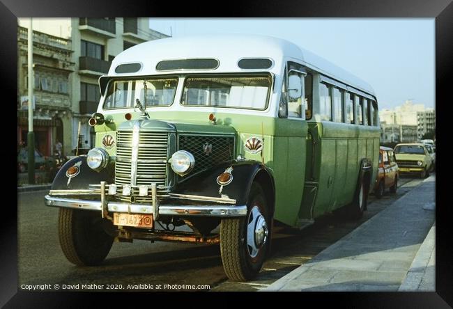 Classic bus transport in Malta Framed Print by David Mather