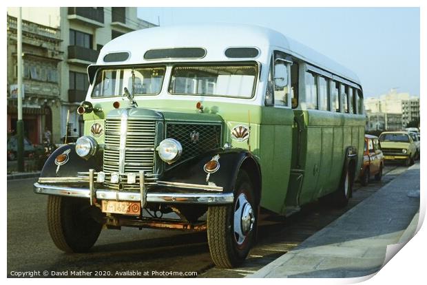Classic bus transport in Malta Print by David Mather