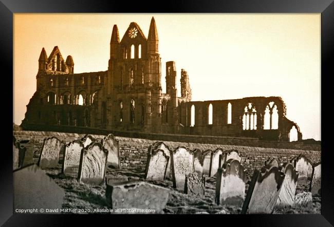 Last light on Whitby Abbey, North Yorkshire Framed Print by David Mather