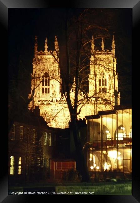 York Minster illuminated Framed Print by David Mather