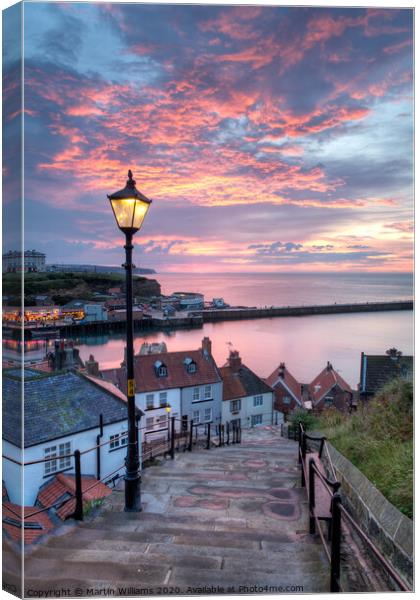 Whitby 199 Steps  Canvas Print by Martin Williams