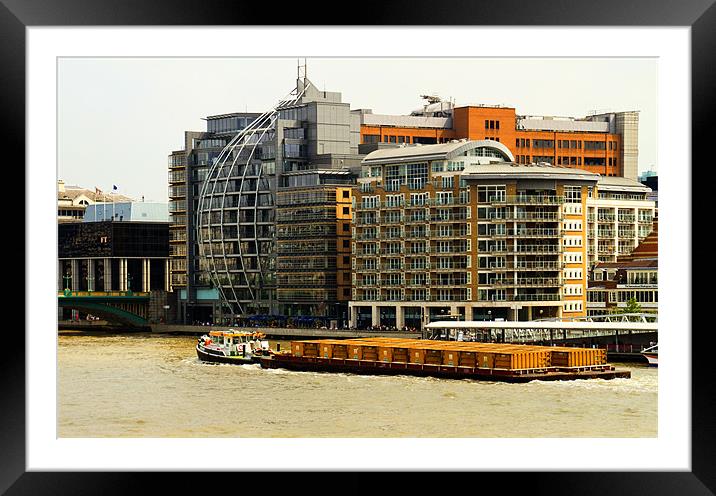 Rubbish down the Thames Framed Mounted Print by David French