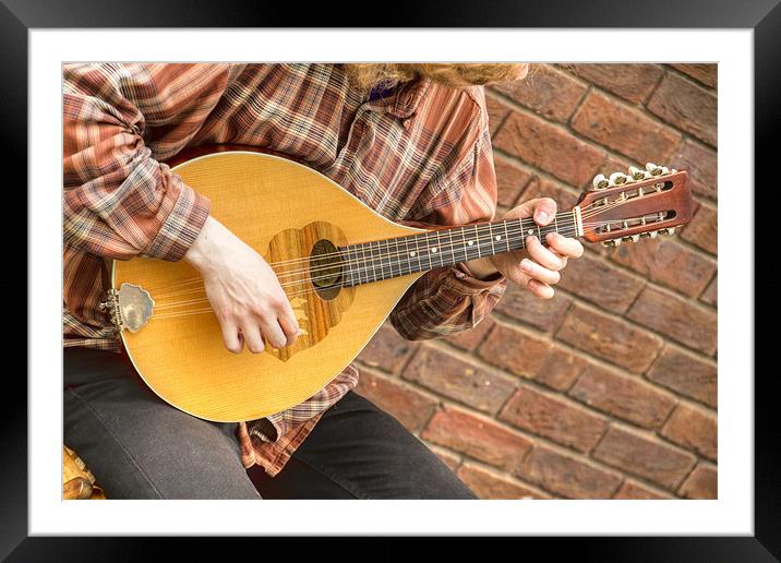 Street Busker mandolin appeal Framed Mounted Print by David French