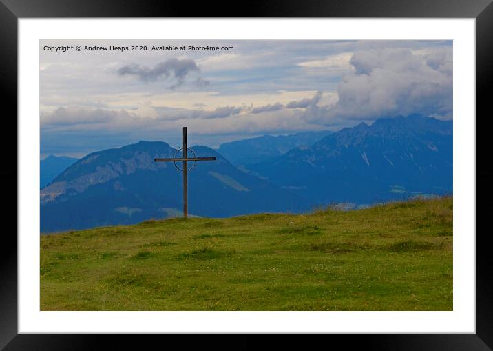 Austrian mountain range near Niederau Framed Mounted Print by Andrew Heaps