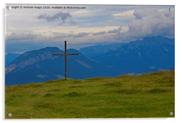 Austrian mountain range near Niederau Acrylic by Andrew Heaps