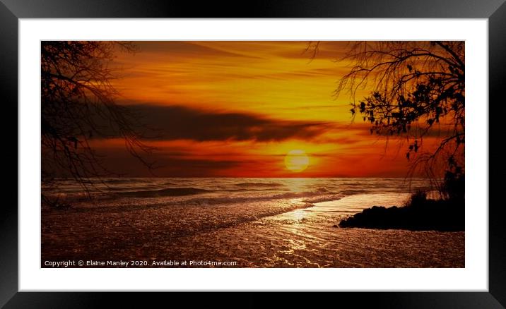 Evening Sunset on the Ocean Framed Mounted Print by Elaine Manley