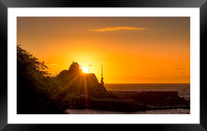 Sunset Silhouette over the Harbour Framed Mounted Print by Steven Fleck