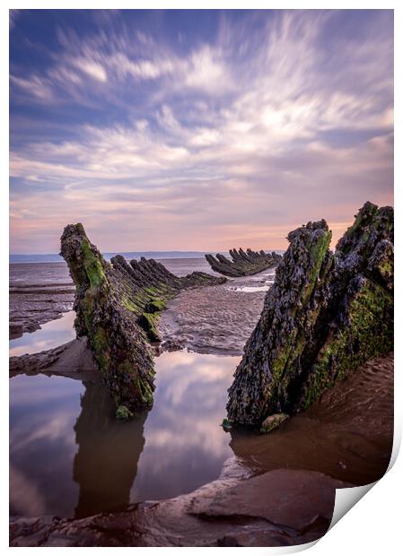 Shipwreck SS Nornen in Somerset at Sunset Print by Steven Fleck