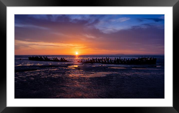 SS Nornen Sunset Silhouette Framed Mounted Print by Steven Fleck