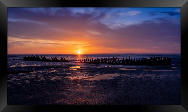 SS Nornen Sunset Silhouette Framed Print by Steven Fleck