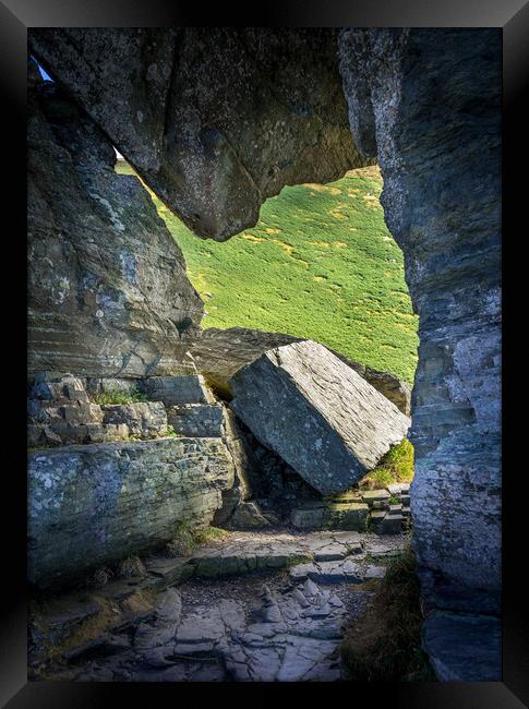 Valley of the Rocks Stone Passage Framed Print by Steven Fleck
