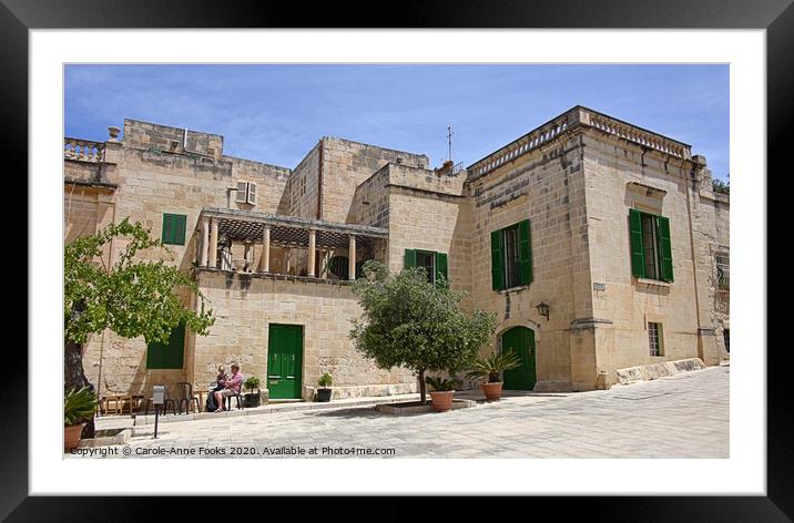 Old Square in Mdina, Rabat, Malta. Framed Mounted Print by Carole-Anne Fooks