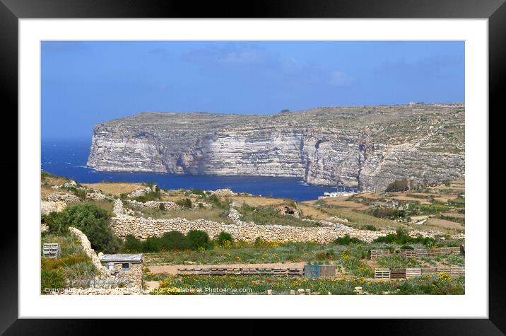 Sannap cliffs Gozo, Malta Framed Mounted Print by Carole-Anne Fooks