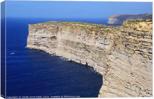 Sannap cliffs Gozo, Malta Canvas Print by Carole-Anne Fooks