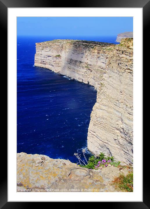 Sannap cliffs Gozo, Malta Framed Mounted Print by Carole-Anne Fooks