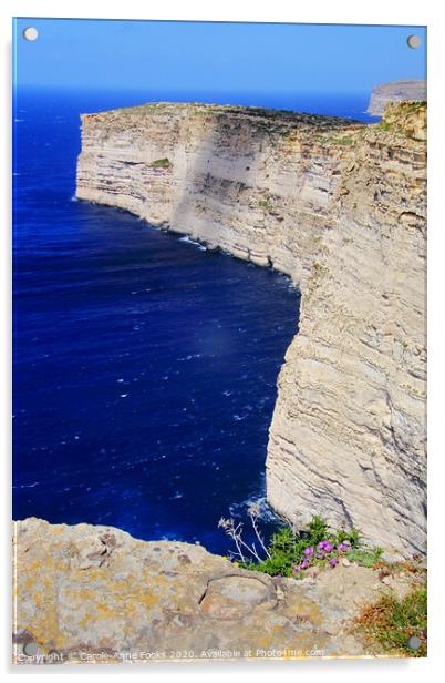 Sannap cliffs Gozo, Malta Acrylic by Carole-Anne Fooks