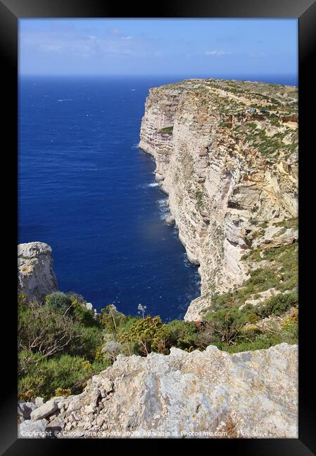 Sannap cliffs Gozo, Malta Framed Print by Carole-Anne Fooks