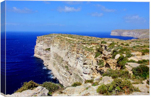 Sannap cliffs Gozo, Malta Canvas Print by Carole-Anne Fooks