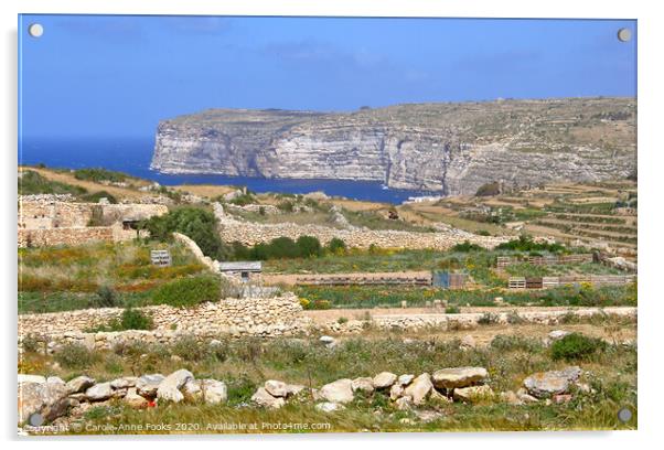 Cliffs, Gozo Malta Acrylic by Carole-Anne Fooks