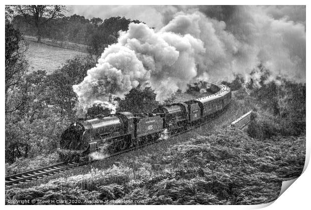 Locomotives the rain - Black and White Print by Steve H Clark