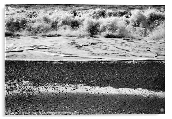 Blacks and White Waves Peebles Reynisfjara Black Sand Beach Icel Acrylic by William Perry