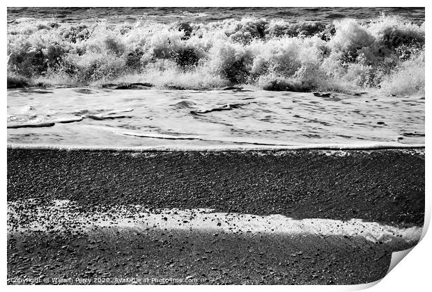 Blacks and White Waves Peebles Reynisfjara Black Sand Beach Icel Print by William Perry