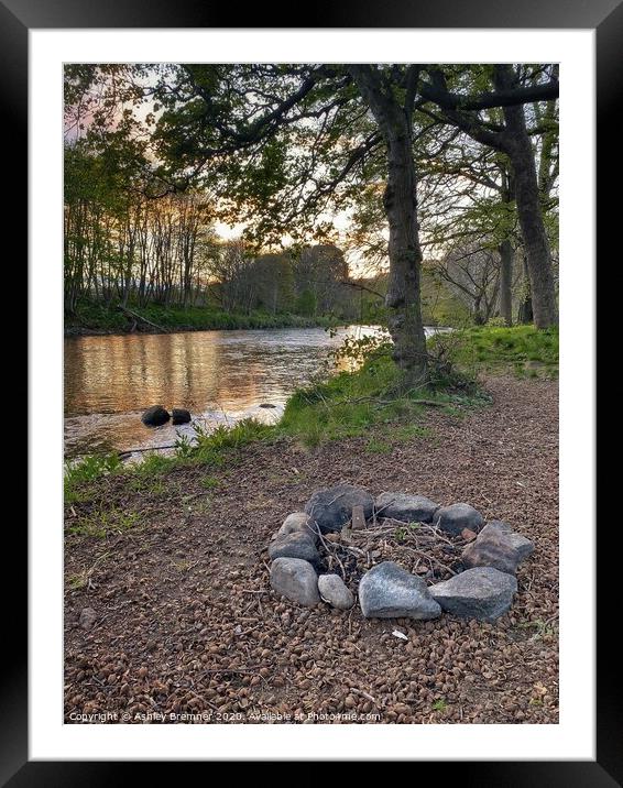 Campfire by the River Framed Mounted Print by Ashley Bremner
