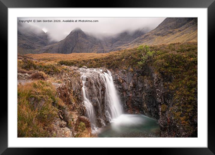 Fairy Pools and Cuillin Mountains Isle of Skye Scotland Framed Mounted Print by Iain Gordon