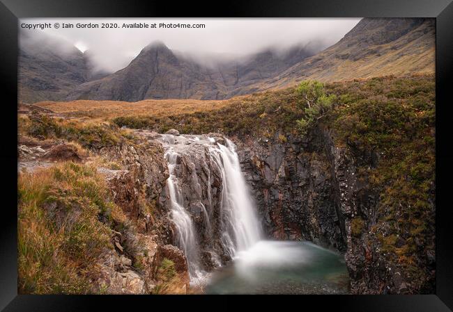 Fairy Pools and Cuillin Mountains Isle of Skye Scotland Framed Print by Iain Gordon