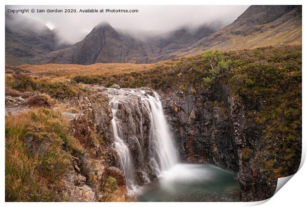 Fairy Pools and Cuillin Mountains Isle of Skye Scotland Print by Iain Gordon