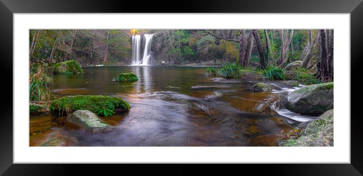 Beautiful big waterfall in Spain in Catalonia, near the small village Les Planes de Hostoles Framed Mounted Print by Arpad Radoczy