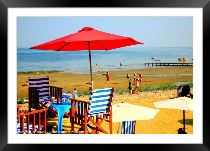 Summer day beach at Shanklin on the Isle of Wight.  Framed Mounted Print by john hill