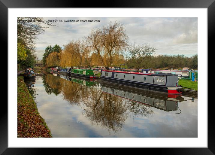 Anderton tow path moorings Framed Mounted Print by Mike Hughes