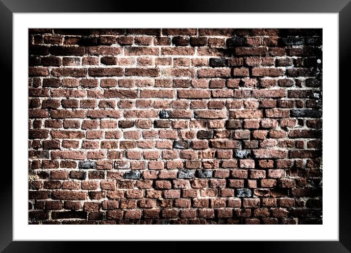 Old brick wall grunge background Framed Mounted Print by Simon Bratt LRPS